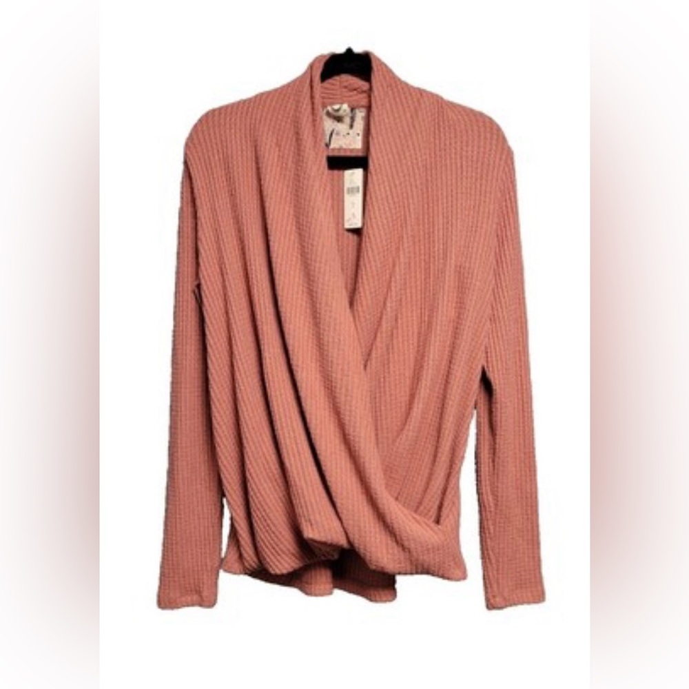 Anthropologie Akemi + Kin Sweater Wrap top Coral Size Small EUC (#401)